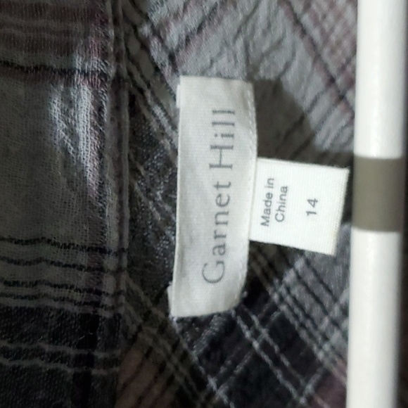 GARNET HILL PLUS SIZE 14 PLAID SHIRT DRESS PINK BLACK GRAY LONG SLEEVE PLAID - Picture 7 of 11